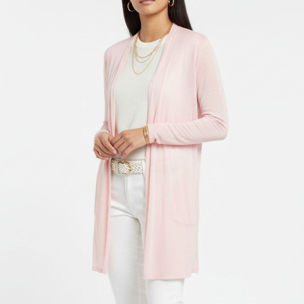 Land’s End Pink Open Front Long Sleeve Cardigan Sweater XS